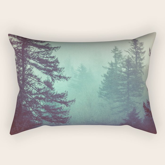 Forest Fog Fir Trees Rectangular Pillow Gallery Image 2