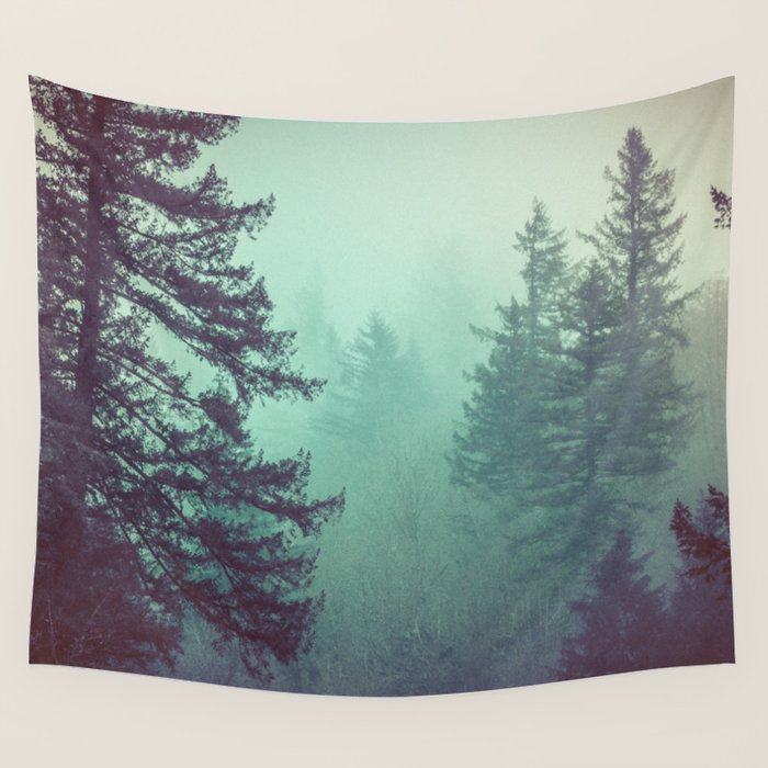 Forest Fog Fir Trees Wall Tapestry Gallery Image 4