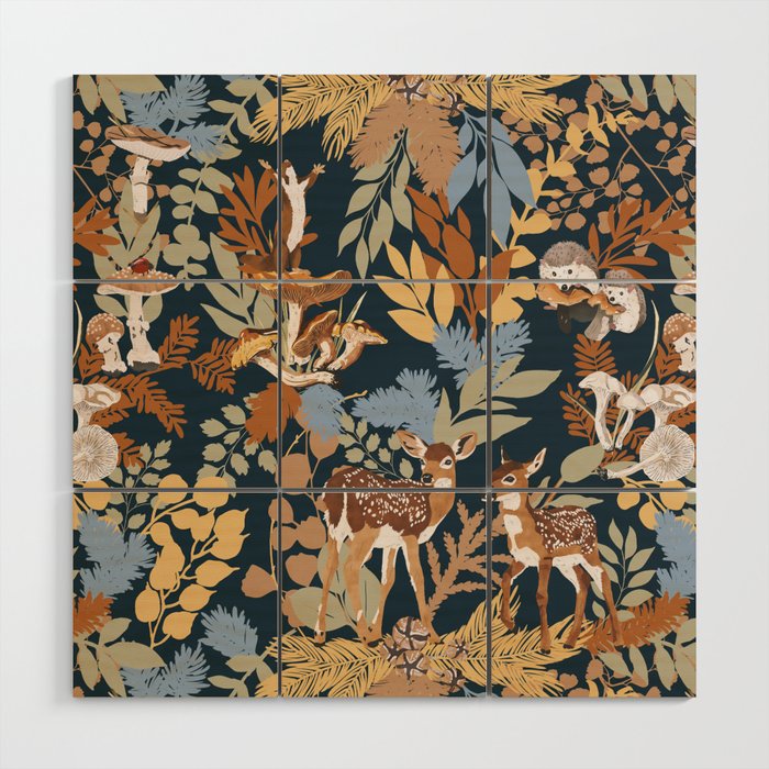 Colorful Dark Forest Animals B Wood Wall Art Gallery Image 1