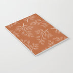 Delicate White Leaves and Branch on a Rust Orange Background Notebook Gallery Image 3