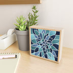 Festive, Flower Bloom, Navy Blue and Teal Mini Art Print Gallery Image 2