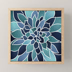Festive, Flower Bloom, Navy Blue and Teal Mini Art Print Gallery Image 1