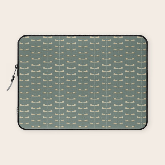 Dragonfly Pattern XII Neutral Green Laptop Sleeve Gallery Image 1