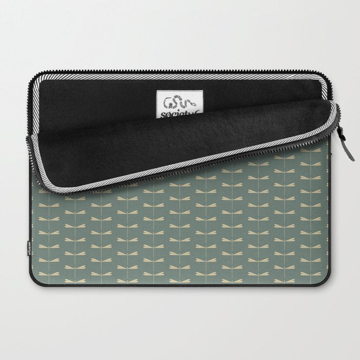 Dragonfly Pattern XII Neutral Green Laptop Sleeve Gallery Image 2