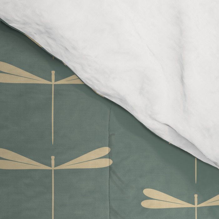 Dragonfly Pattern XII Neutral Green Comforter Gallery Image 4