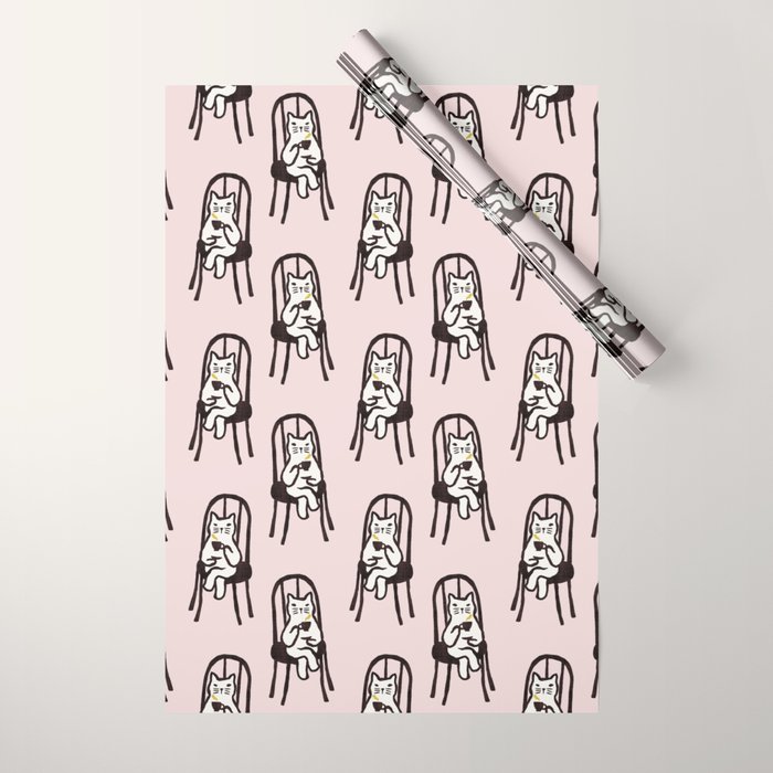 Tea time with cat Wrapping Paper Gallery Image 1