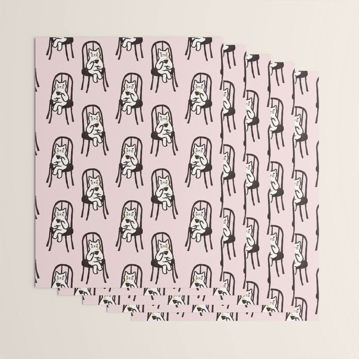 Tea time with cat Wrapping Paper Gallery Image 3