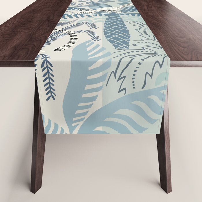 Jungle adventure chalky blue Table Runner Gallery Image 1