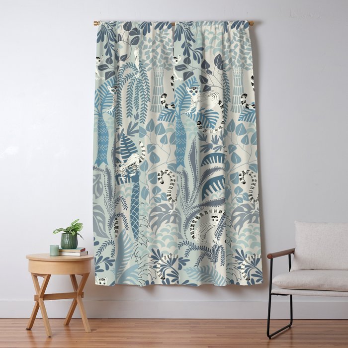 Jungle adventure chalky blue Window Curtain Gallery Image 5