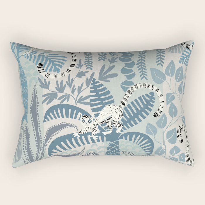 Jungle adventure chalky blue Rectangular Pillow Gallery Image 1