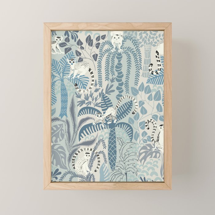 Jungle adventure chalky blue Mini Art Print Gallery Image 1