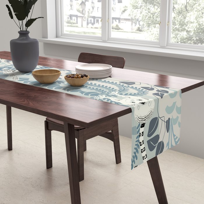 Jungle adventure chalky blue Table Runner Gallery Image 2