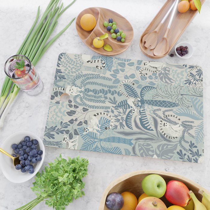 Jungle adventure chalky blue Cutting Board Gallery Image 2