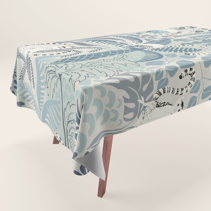 Jungle adventure chalky blue Tablecloth Gallery Image 1