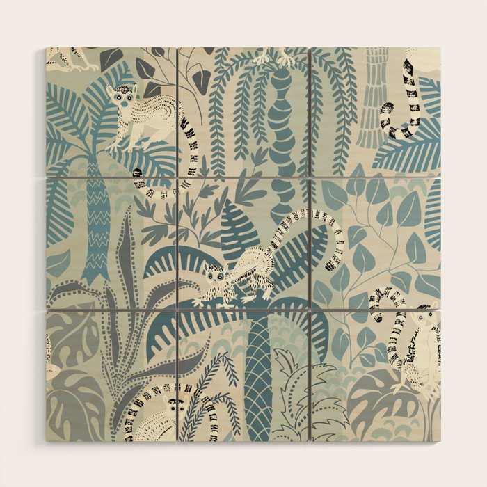 Jungle adventure chalky blue Wood Wall Art Gallery Image 1