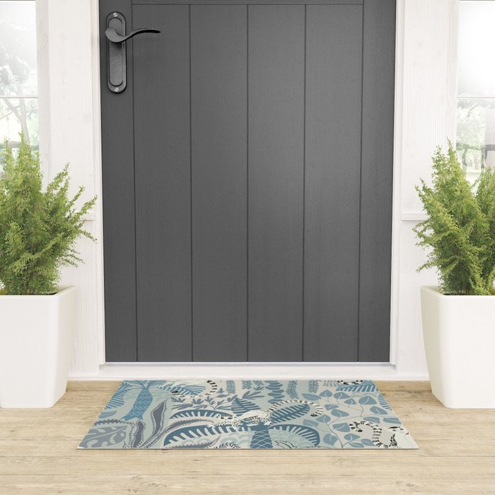 Jungle adventure chalky blue Welcome Mat Gallery Image 3