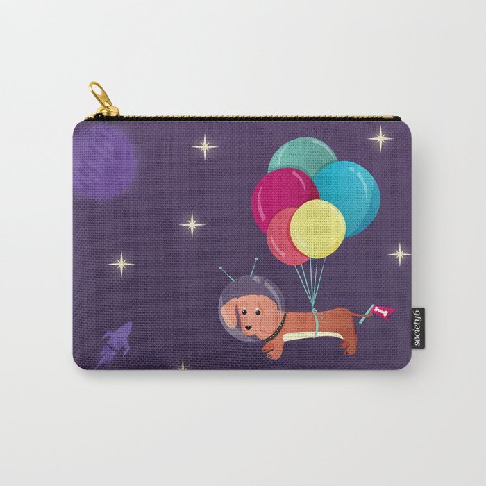 Galaxy Dog with balloons Carry All Pouch Gallery Image 1