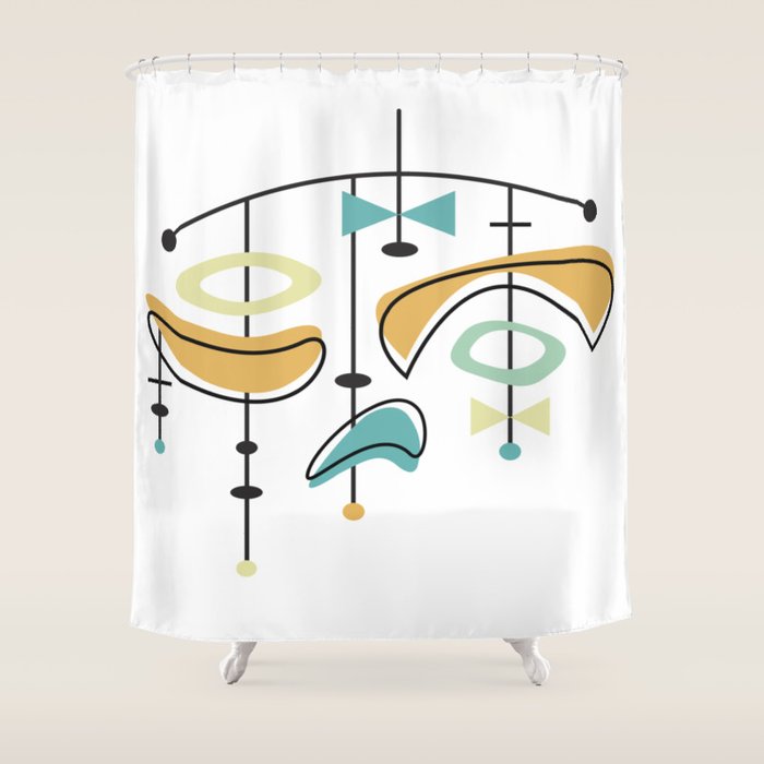 Mid Century Modern Abstract Atomic Age Shower Curtain Gallery Image 1