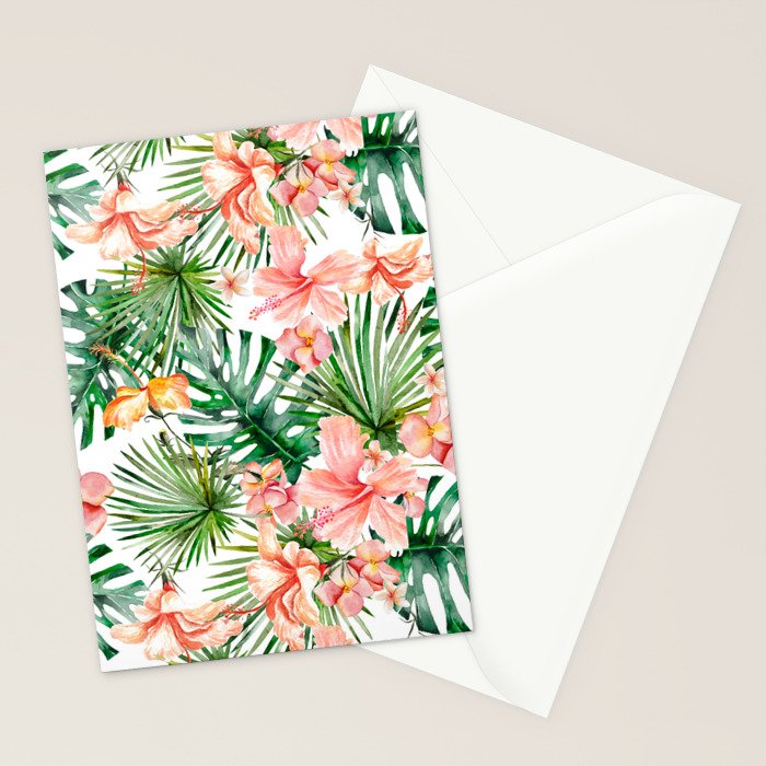 Tropical Jungle Hibiscus Flowers - Floral Stationery Card Gallery Image 2
