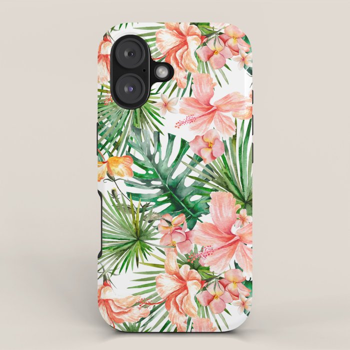 Tropical Jungle Hibiscus Flowers - Floral iPhone Case Gallery Image 1