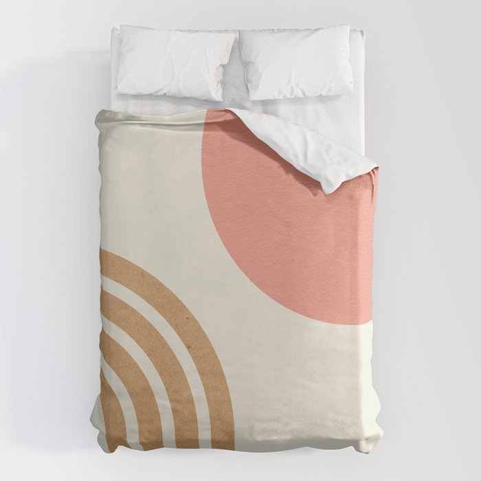 Mid century modern pink Sun and Rainbow Duvet Cover Gallery Image 1