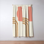 Mid century modern pink Sun and Rainbow Window Curtain Gallery Image 3