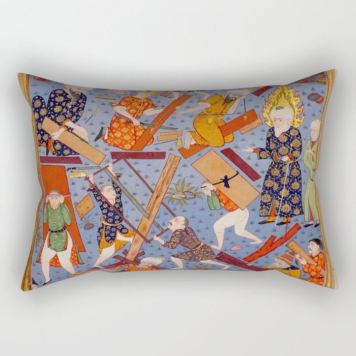 The building of Noahâs ark Islamic Antique Art  Rectangular Pillow Gallery Image 2