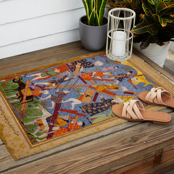 The building of Noahâs ark Islamic Antique Art  Outdoor Rug Gallery Image 2