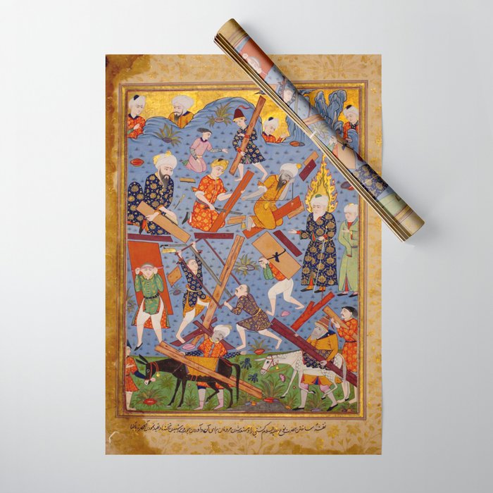 The building of Noahâs ark Islamic Antique Art  Wrapping Paper Gallery Image 1
