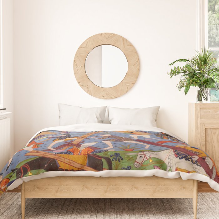 The building of Noahâs ark Islamic Antique Art  Duvet Cover Gallery Image 3