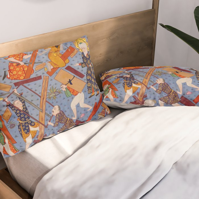 The building of Noahâs ark Islamic Antique Art  Pillow Sham Gallery Image 2