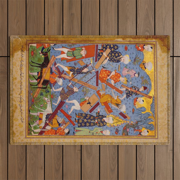 The building of Noahâs ark Islamic Antique Art  Outdoor Rug Gallery Image 1