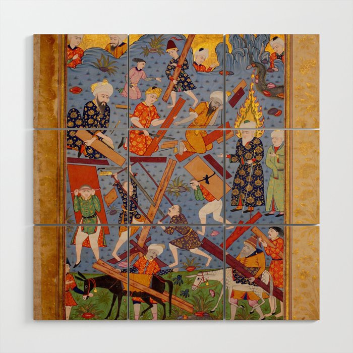 The building of Noahâs ark Islamic Antique Art  Wood Wall Art Gallery Image 1