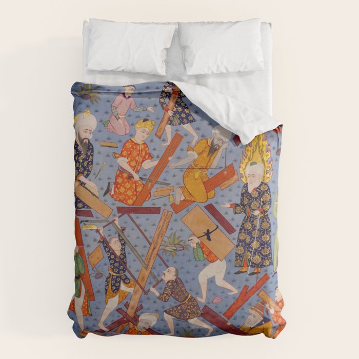 The building of Noahâs ark Islamic Antique Art  Duvet Cover Gallery Image 1