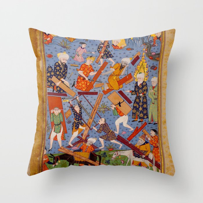 The building of Noahâs ark Islamic Antique Art  Throw Pillow Gallery Image 6