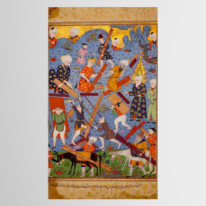 The building of Noahâs ark Islamic Antique Art  Tablecloth Gallery Image 2