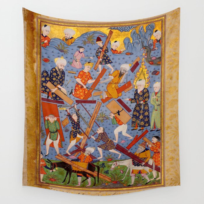 The building of Noahâs ark Islamic Antique Art  Wall Tapestry Gallery Image 4