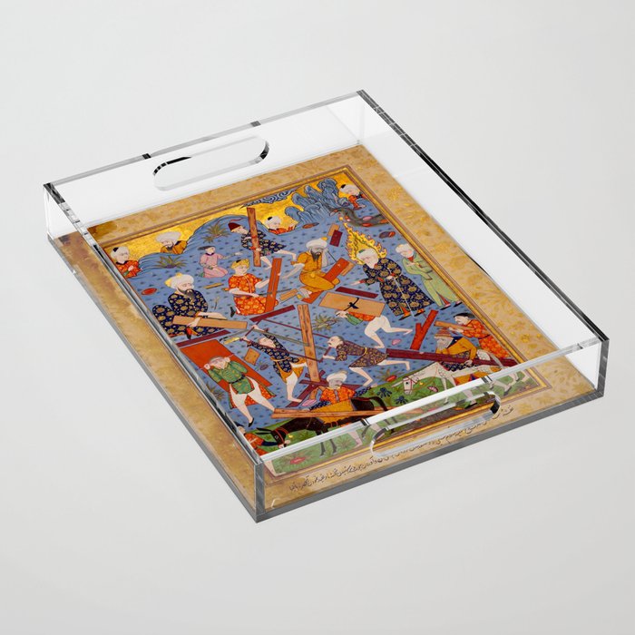 The building of Noahâs ark Islamic Antique Art  Acrylic Tray Gallery Image 1