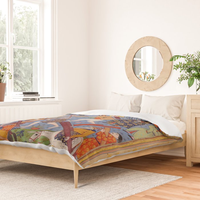 The building of Noahâs ark Islamic Antique Art  Duvet Cover Gallery Image 2