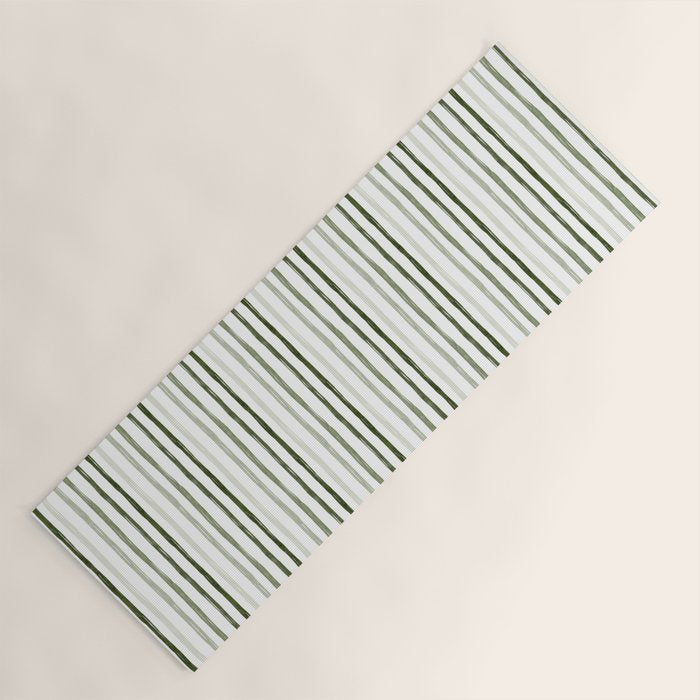 Watercolor Green and White Striped Yoga Mat Gallery Image 1
