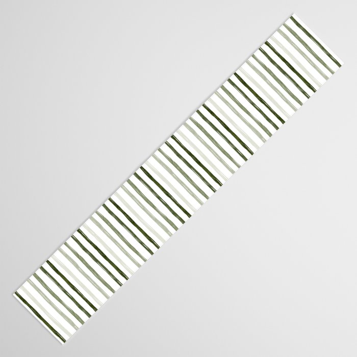 Watercolor Green and White Striped Table Runner Gallery Image 3