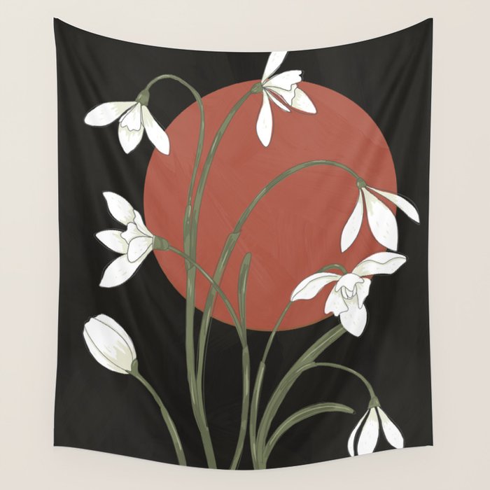 Beautiful Snowdrop Flowers 1 Wall Tapestry Gallery Image 1