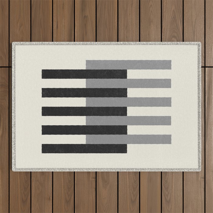 Lines Aligned - Black and White Outdoor Rug Gallery Image 1