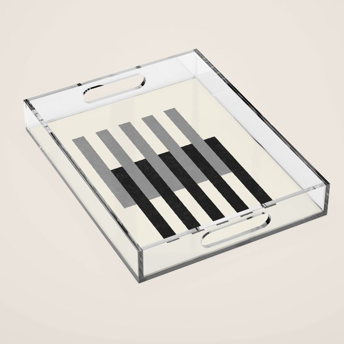 Lines Aligned - Black and White Acrylic Tray Gallery Image 1