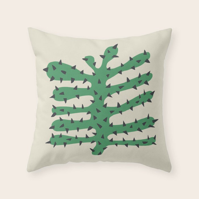 Matisse Inspired Dark Green Shape Throw Pillow Gallery Image 1