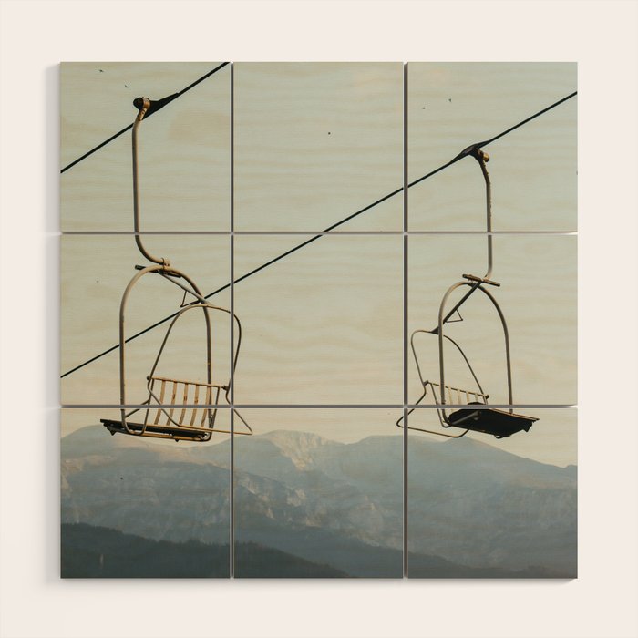 Chairlift in Mountains - Summer Evening Skiing Lift - Fine Art Photography Wood Wall Art