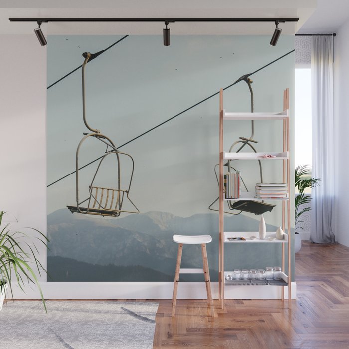Chairlift in Mountains - Summer Evening Skiing Lift - Fine Art Photography Wall Mural Gallery Image 1