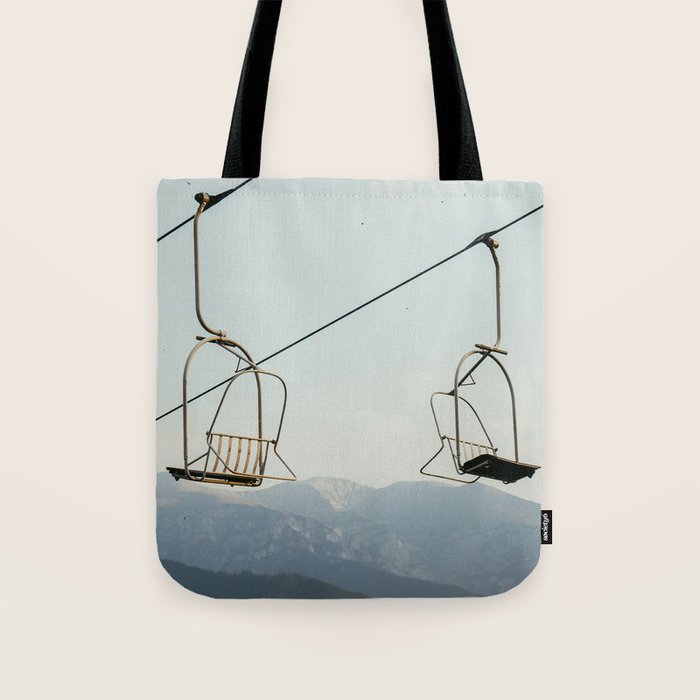 Chairlift in Mountains - Summer Evening Skiing Lift - Fine Art Photography Tote Bag Gallery Image 1
