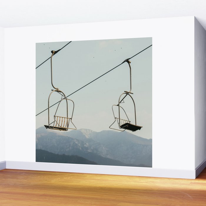Chairlift in Mountains - Summer Evening Skiing Lift - Fine Art Photography Wall Mural Gallery Image 2