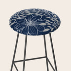 Festive, Floral Prints and Leaves, Line Art, Navy Blue and Gray Stool Gallery Image 2